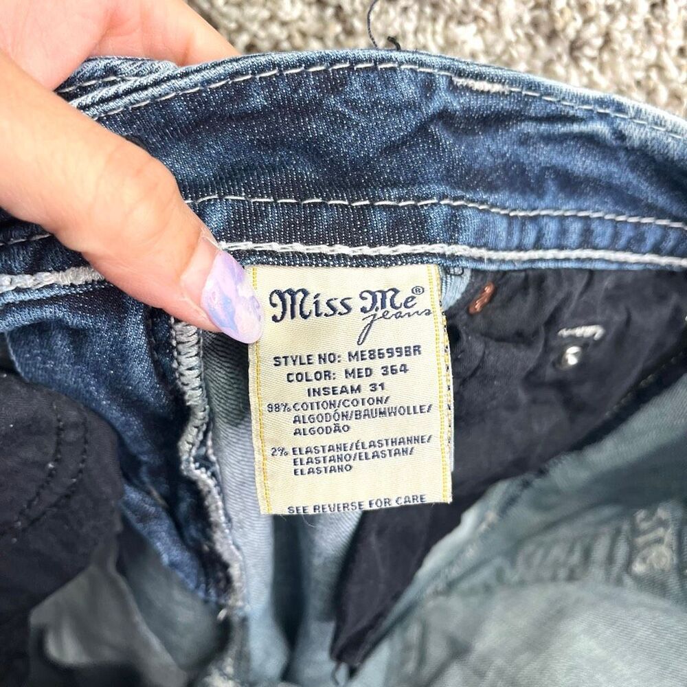 Miss Me Jeans Women’s 29 Thick Heavy Stitch Distressed Denim Blue Standard Boot - Picture 8 of 8